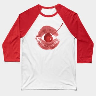 Coquette Red Lips Cherry Baseball T-Shirt